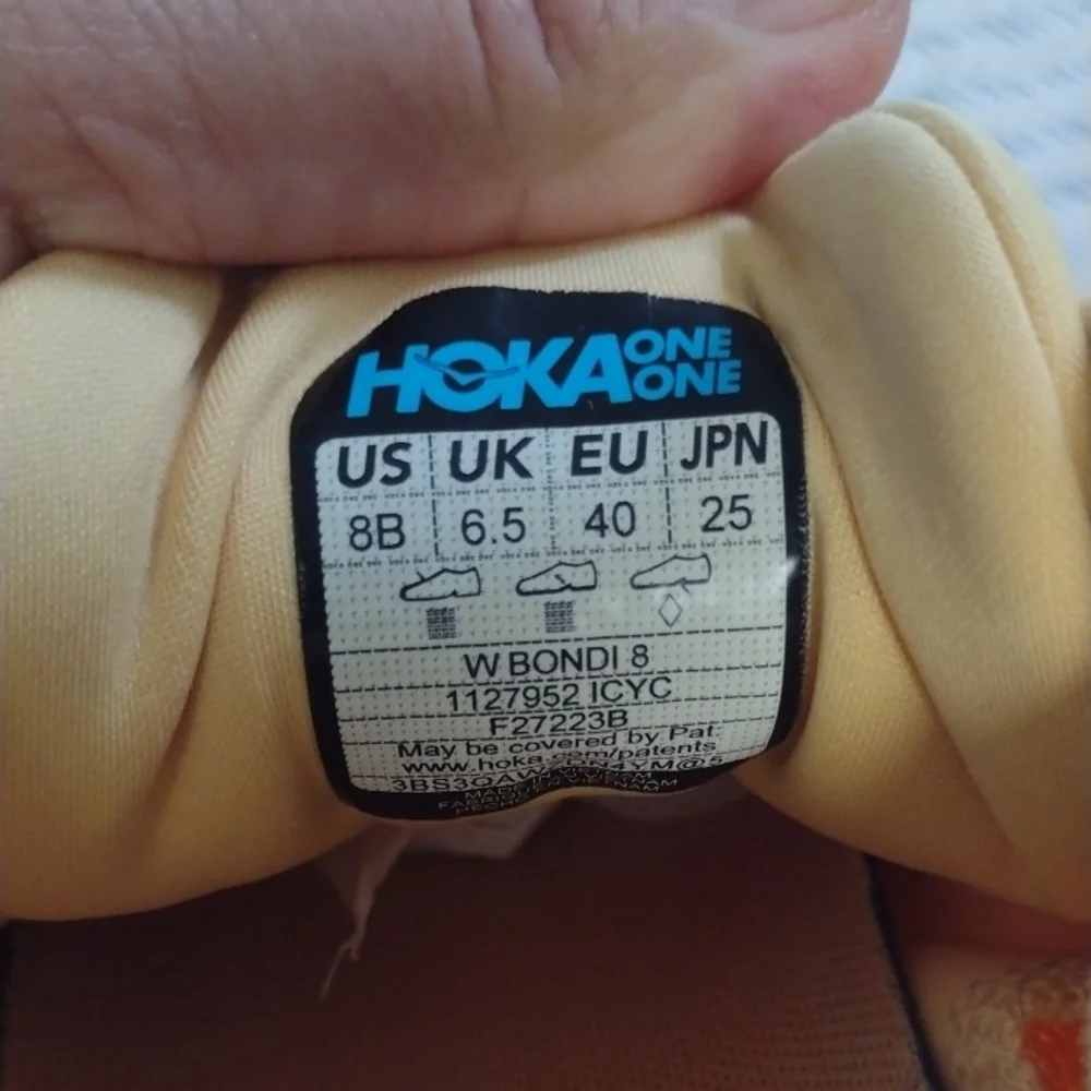 Hoka One One Bondi 8 Women's Yellow and Pink Running Shoes - Picture 11 of 14